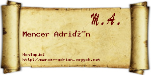 Mencer Adrián névjegykártya